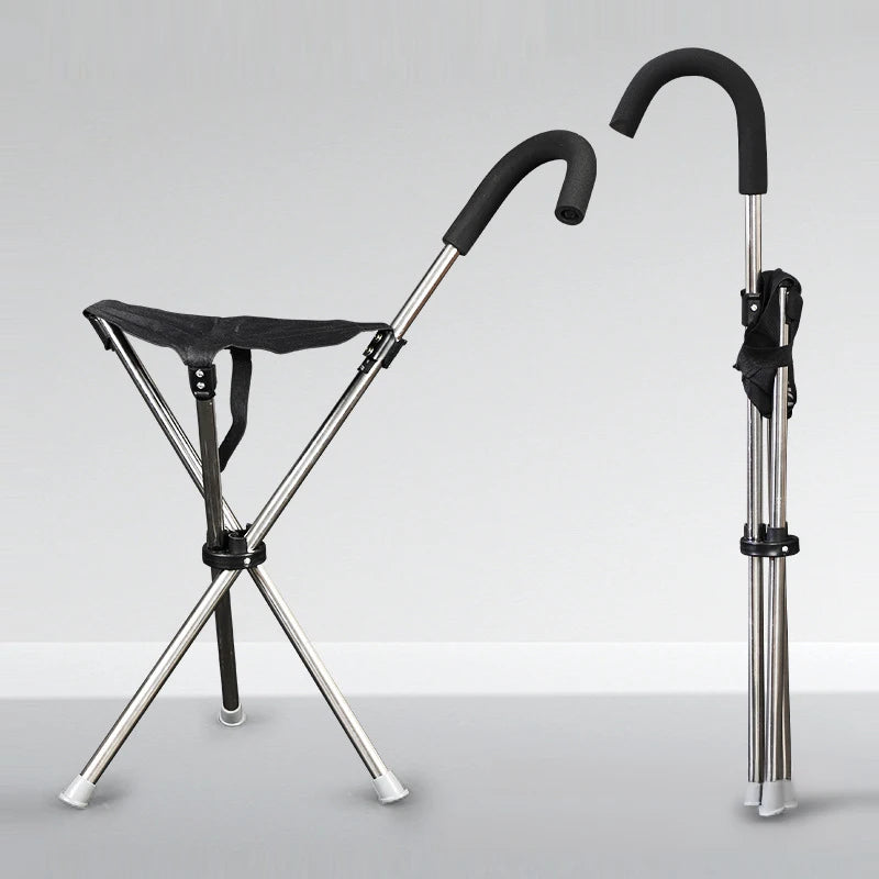 2-In-1 Portable Walking Stick With Foldable Seat 10450764136794-1