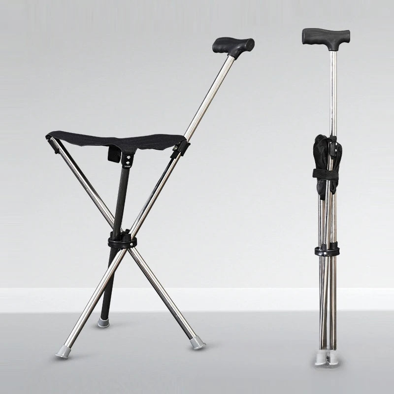 2-In-1 Portable Walking Stick With Foldable Seat 10450764136794-1