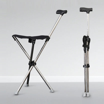 2-In-1 Portable Walking Stick With Foldable Seat 10450764136794-1