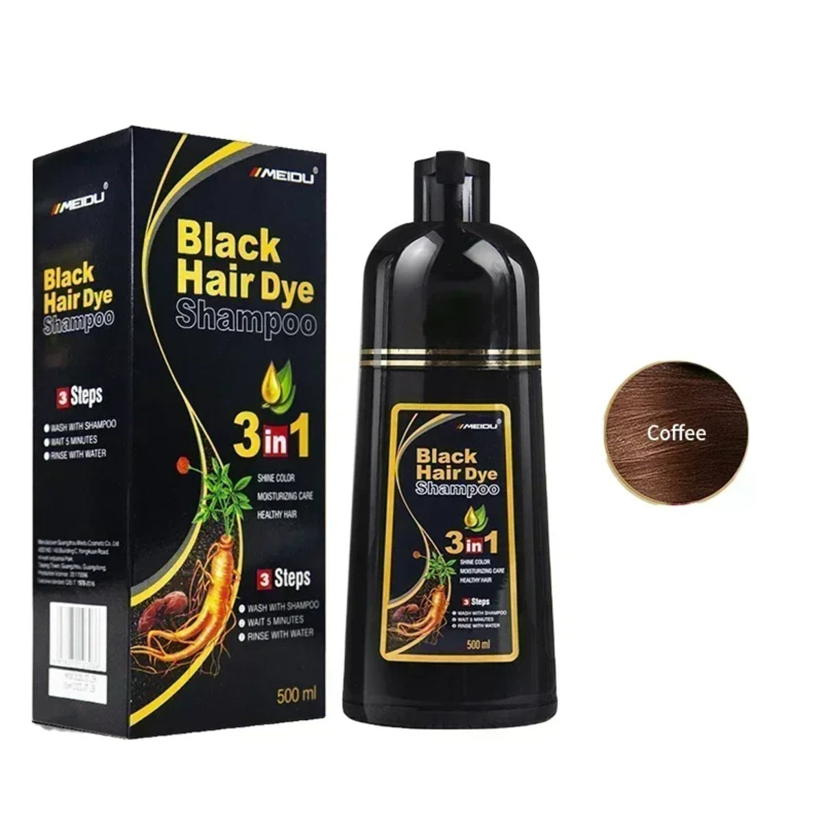 500ml Hair Dye for Dark Hair - Covers Gray, Easy, Nourishing, Long-Lasting 1005008209691281-Black