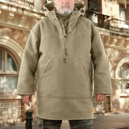 Men’s Wool Outdoor Jacket - Storm-Ready Insulated Anorak with Hood & Kangaroo Pocket 15146751623494-1