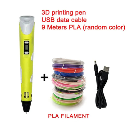 Creative 3D Printing Pen Set with 9 Meter Colorful Filament Bundle 7877390237939-2