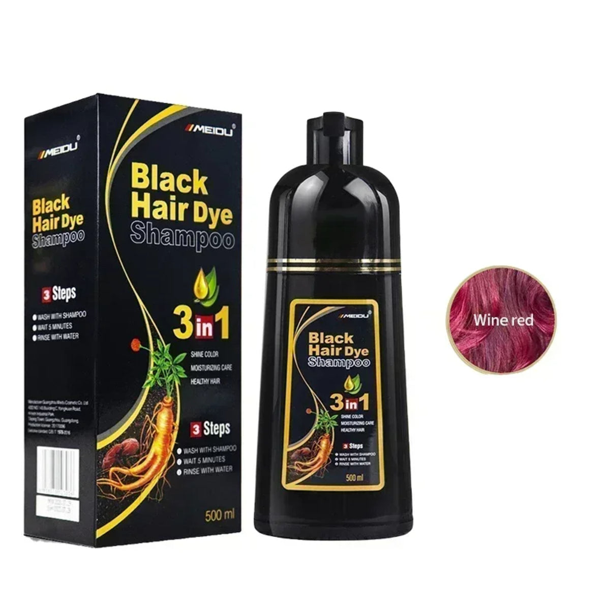 500ml Hair Dye for Dark Hair - Covers Gray, Easy, Nourishing, Long-Lasting 1005008209691281-Black