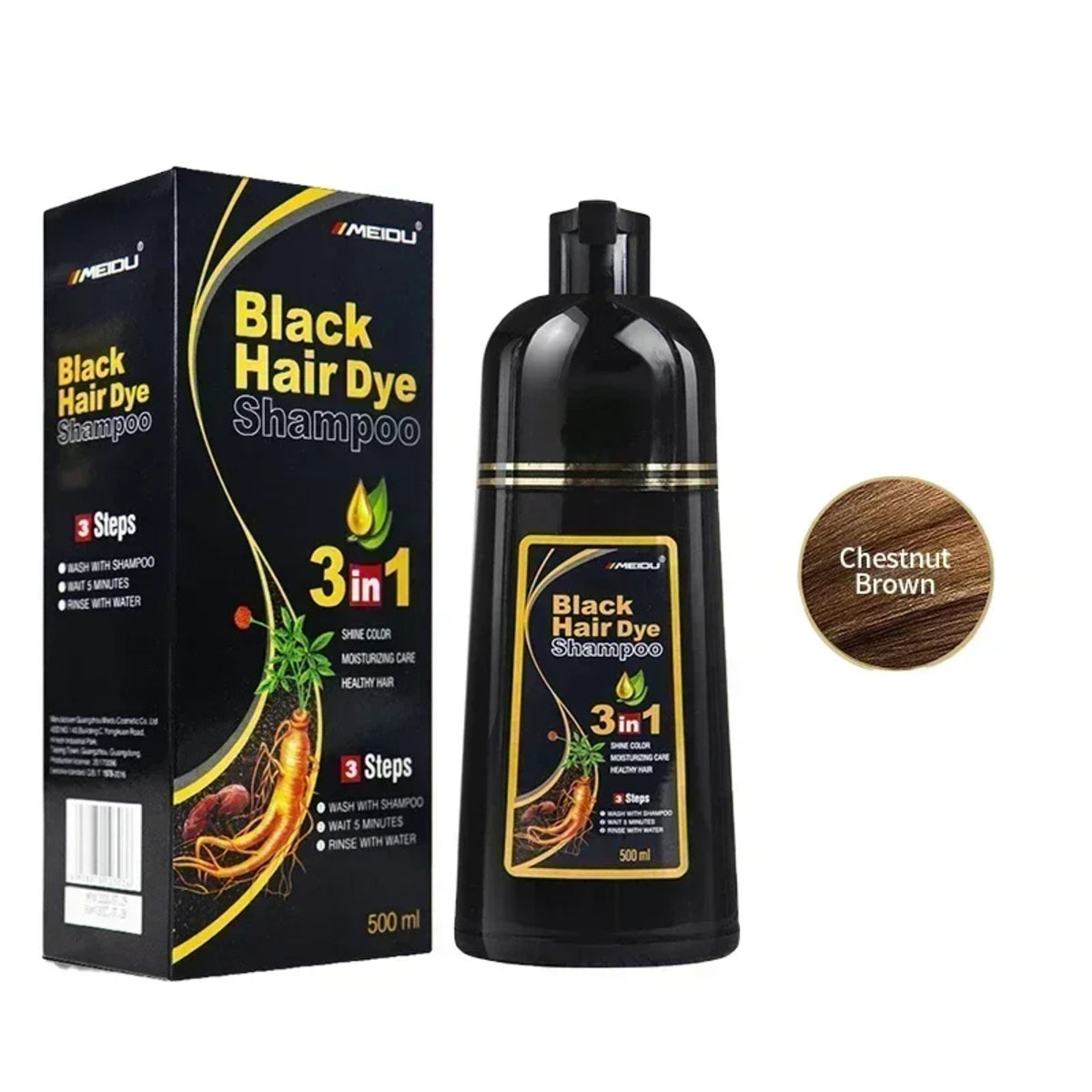500ml Hair Dye for Dark Hair - Covers Gray, Easy, Nourishing, Long-Lasting 1005008209691281-Black