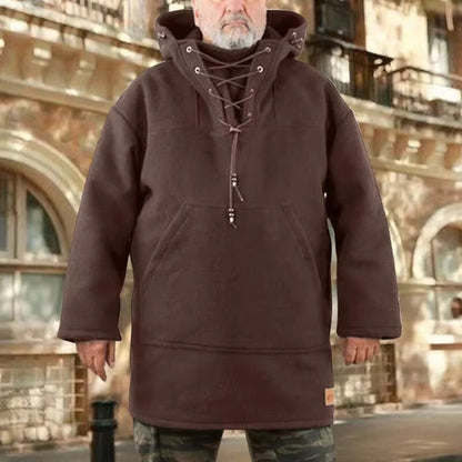 Men’s Wool Outdoor Jacket - Storm-Ready Insulated Anorak with Hood & Kangaroo Pocket 15146751623494-1