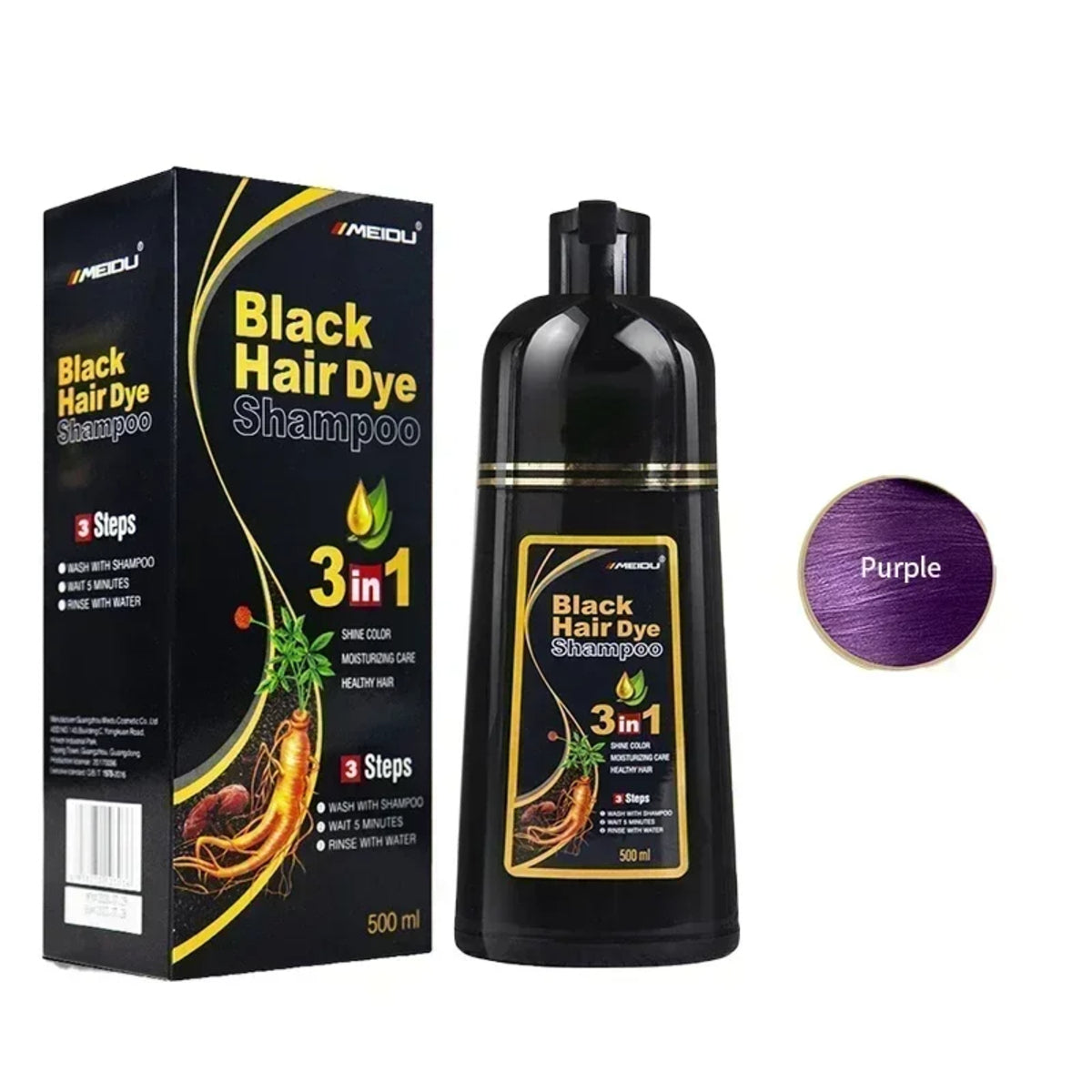 500ml Hair Dye for Dark Hair - Covers Gray, Easy, Nourishing, Long-Lasting 1005008209691281-Black