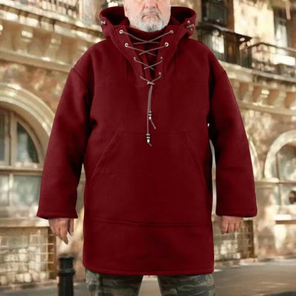 Men’s Wool Outdoor Jacket - Storm-Ready Insulated Anorak with Hood & Kangaroo Pocket 15146751623494-1