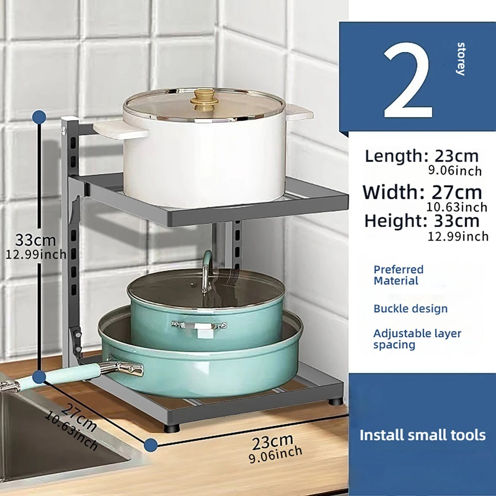 Adjustable Heavy Duty Kitchen Pot Pan Lid Organizer Rack 8571511439671-1