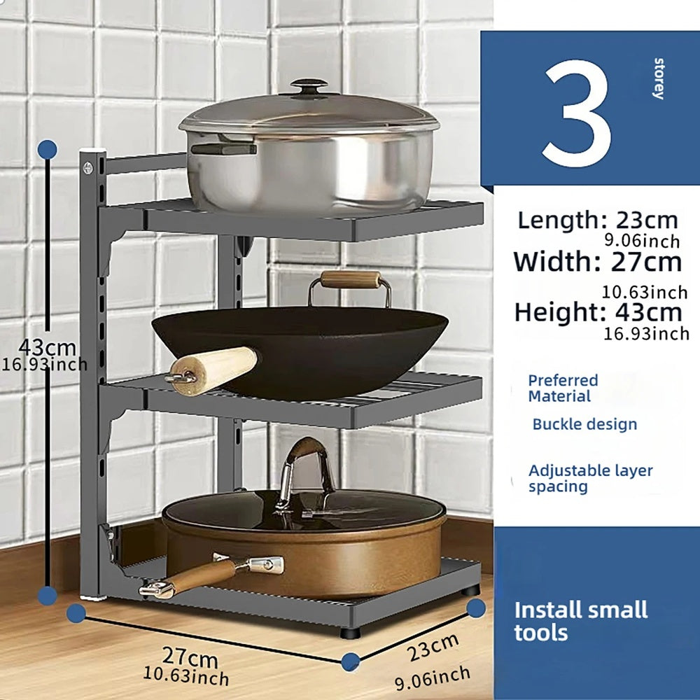 Adjustable Heavy Duty Kitchen Pot Pan Lid Organizer Rack
