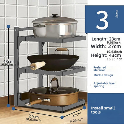 Adjustable Heavy Duty Kitchen Pot Pan Lid Organizer Rack