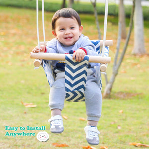 Wooden Swing With Padded Chair