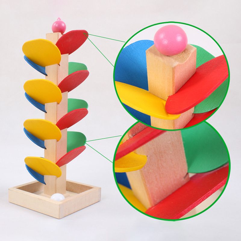 21 Cm Wooden Tree Marble Ball Run Track