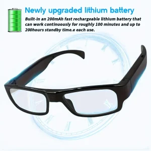 Full HD 1080p Video Recording Surveillance Camera Eye Glasses. - Fast Charging, Long-lasting Battery