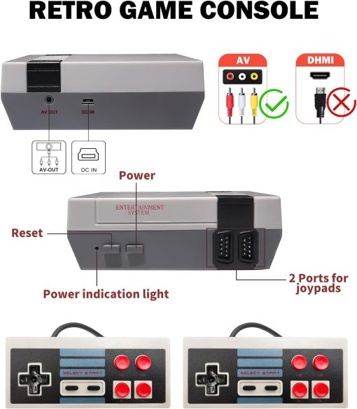 Classic Mini Console 8-Bit Video Retro Game System Built-In With 777 Classic Old-School Games Dual Players Mode Console