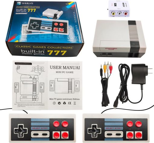 Classic Mini Console 8-Bit Video Retro Game System Built-In With 777 Classic Old-School Games Dual Players Mode Console