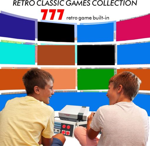 Classic Mini Console 8-Bit Video Retro Game System Built-In With 777 Classic Old-School Games Dual Players Mode Console