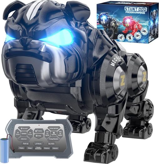 Remote Control Robot Dog Toys For Boys, Rechargeable Programmable Stunt Robot Dog With Singing, Dancing And Touch Functions For Boys Ages 3 4 5 6 7 8 9 10+ Christmas & Birthday Gifts (Black)