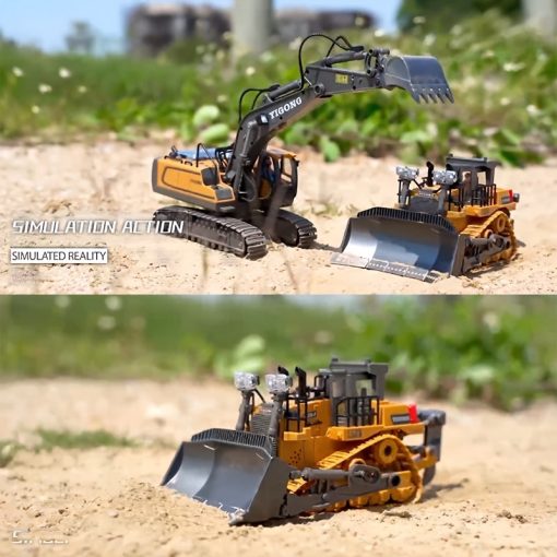 9 Channels Remote Control Bulldozer, 2.4Ghz Rc Construction Vehicle Truck Toys