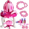 Glamour Mirror Makeup Dressing Table Stool Playset Toy Vanity Light & Music 3