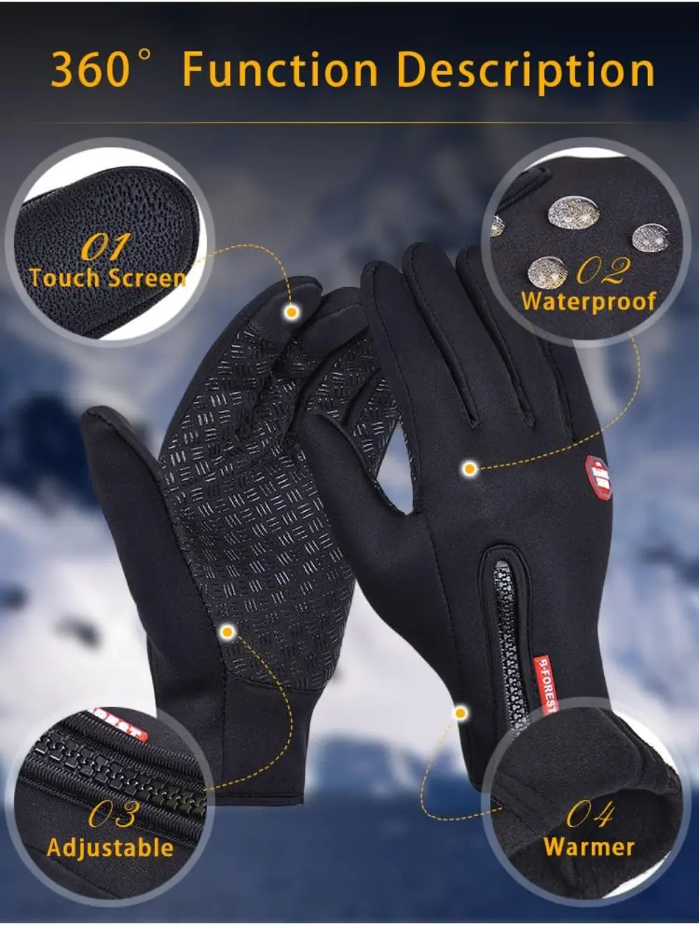 Heated Gloves Electric Warming Cycling Bike Ski Gloves For Men And Women Adjustable Full-Finger Mittens