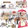 Horse Stable Playset,Horse Toys With Rider, Farm Animal Figurines Barn Toys1