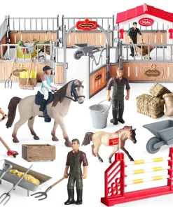 Horse Stable Playset,Horse Toys With Rider, Farm Animal Figurines Barn Toys5