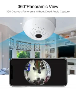 Light Bulb Wifi Camera – 360° Fisheye Wireless Panoramic Wifi Camera 360° Panoramic View