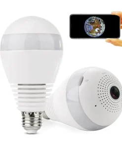 Light Bulb Wifi Camera – 360° Fisheye Wireless Panoramic Wifi Camera Discreet Bulb Design