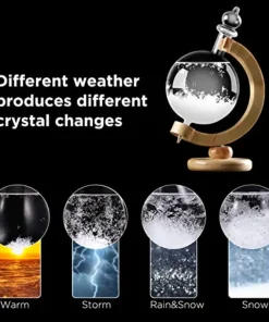 Storm Glass Weather Predicting Forecast Bottle Crystal Desktop Barometer With Wooden Base3