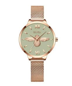 Stylish 3D Bee Women Quartz Watches Stainless Steel Mesh Band 5