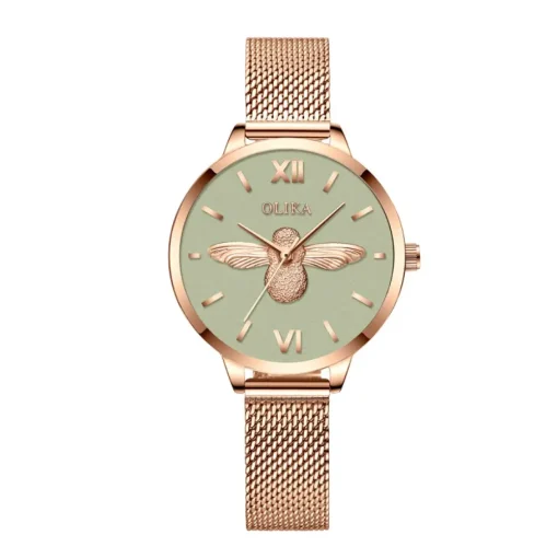 Stylish 3D Bee Women Quartz Watches Stainless Steel Mesh Band 5