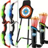 Kids Bow And Arrow Toy Set For Kids 4-6-8-12 Years Old, Archery Toy Set With Led Light - Includes 2 Bows, 20 Suction Cup Arrows, 2 Arrows And 1 Vertical Target