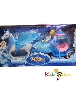 Ice Snow Princess Horse & Carriage Toy Girl Pretend Play Light & Sound Gift