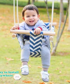 Wooden Swing With Padded Chair