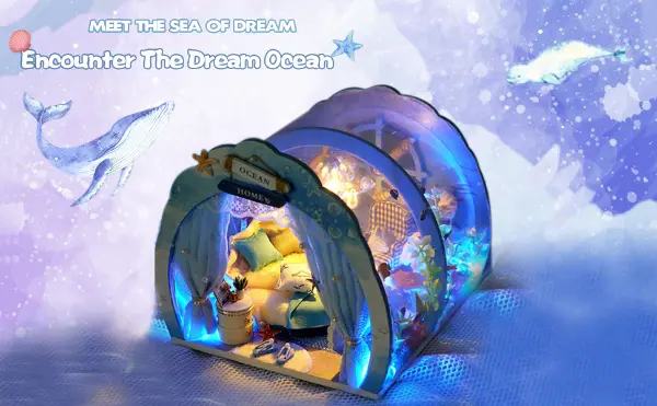 3D Under The Sea Ocean & Fish Room Tent Doll House For Children1