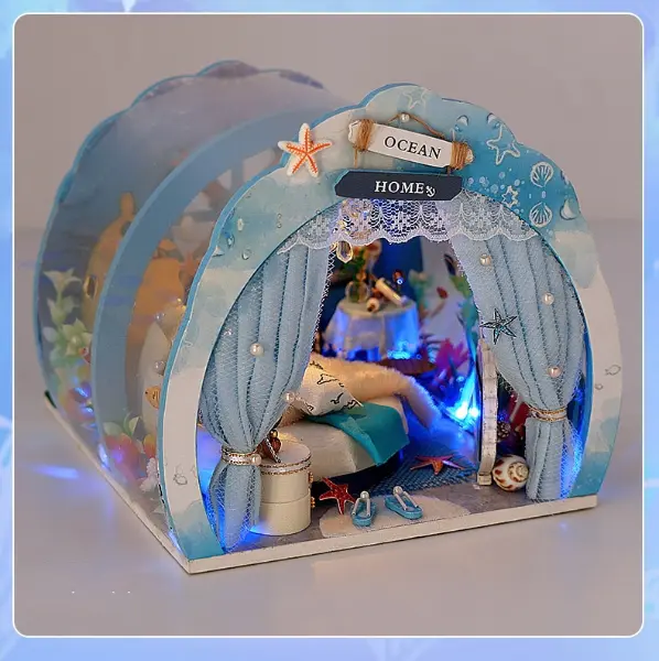 3D Under The Sea Ocean & Fish Room Tent Doll House For Children4