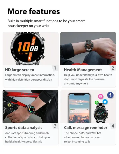 Full Circle Touch Screen Steel Band Luxury Bluetooth Smart Watch4