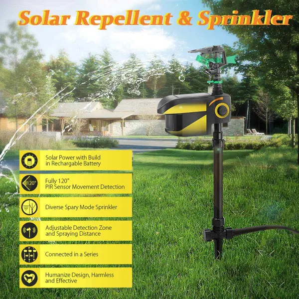 Spraycrow Solar Powered Motion Activated Animal Repellent Garden Sprinkler5