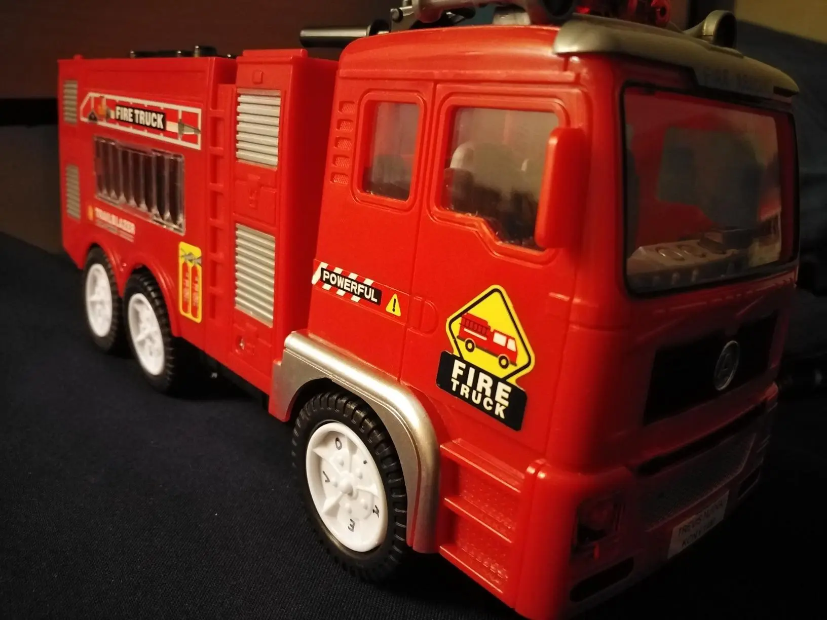 Electric Fire Truck Kids Toy - With Bright Flashing 4D Lights & Real Siren Sounds | Bump And Go Firetruck For Boys | Automatic Steering On Contact | Fire Engine Toy Trucks For Imaginative Play photo review