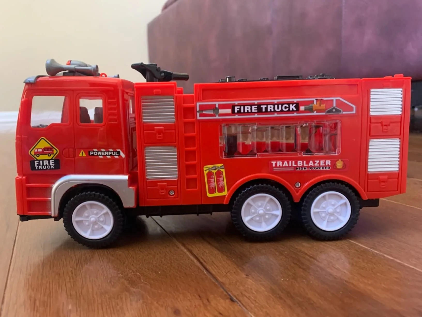 Electric Fire Truck Kids Toy - With Bright Flashing 4D Lights & Real Siren Sounds | Bump And Go Firetruck For Boys | Automatic Steering On Contact | Fire Engine Toy Trucks For Imaginative Play photo review