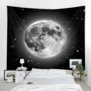 Moon Painting Wall Art Canvas - Moonrise At Sea Ocean Framed Pictures For Living Room Decorations 300cmx200cm Home Office Modern Landscape Poster Nature Print Ready To Hang Bedroom Bathroom Artwork1