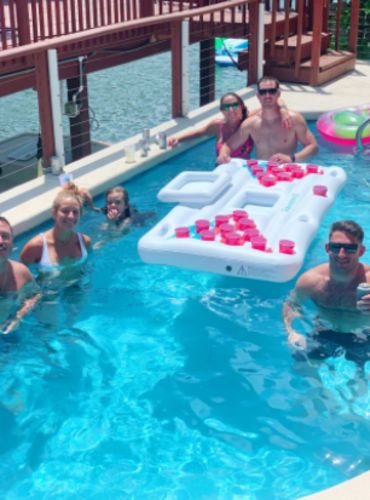 28 Cup Holder Inflatable Pool Beer Pong Table , Pool Pong photo review