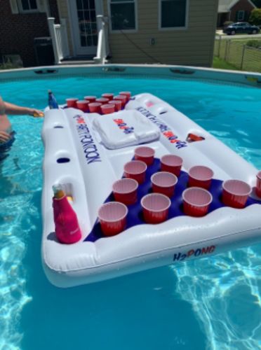 28 Cup Holder Inflatable Pool Beer Pong Table , Pool Pong photo review