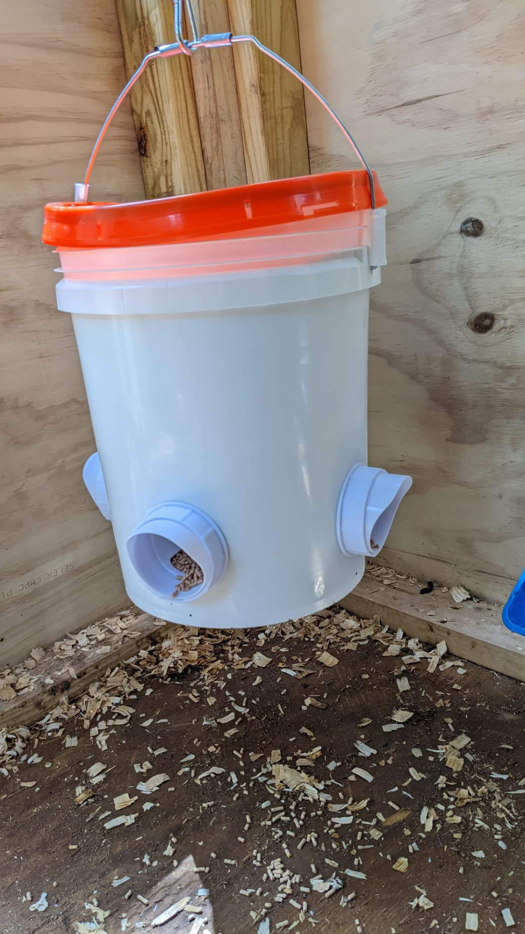 Diy Chicken Feeder, No Waste Chicken Feeder With Rat Stopper Caps With 4 Ports And 1 Hole Saw, Rain Proof And Insect Proof, For Barrels Boxes, Troughs photo review