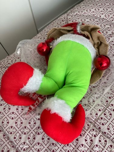 New Year Christmas Tree Decorations Furry Lovely Green Grinch Elf Arm Ornament photo review