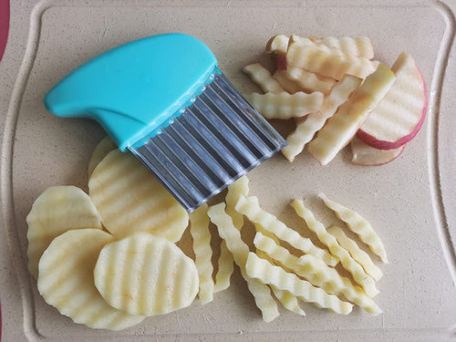 Stainless Steel Potato Crinkle Cutter - Crinkle Cutting Tool French Fry Maker Peeler Cut (2/4pcs) photo review